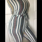 Drew  | Mustard Teal Stripe Tie Waist Jumpsuit Photo 1