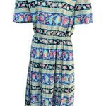 Vintage Lady Carol Midi Dress Floral Geometric Print 80s Boho Style Size 10 Photo 0