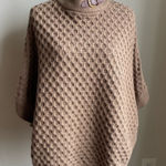 Banana Republic 100% Cotton Knit Waffle Poncho Mock Neck Gold Buckle Photo 0