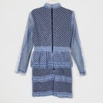 AQUA  Light Blue Crochet Lace High Neck Long Sleeve Mini Dress Photo 3