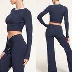 SKIMS Soft Lounge Ringer Long Sleeve Crop Top Navy Multi Size 2X Photo 9