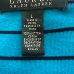 Ralph Lauren LRL Long Sleeve Crewneck pullover Striped Cotton Tee Teal L Photo 7