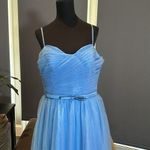 Women’s Tea Length Blue Prom Party Dress Corset Back Sweetheart Neckline Size 16 Photo 1