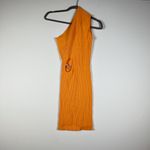 Moschino Jeans One Shoulder Ribbed Knit Stretch Pearl Beaded Cut Out Mini Dress Photo 0