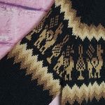 IMPORTED SOUTH AMERICAN MADE IN MEXICO ALPACA KNIT PRINTED PULLOVER HOODIE M Black Size M Photo 4