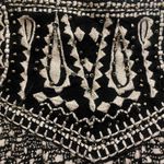 Angie Womens Mini Skirt M 32” 34”Black White Boho Sharkbite Hem Tassels Pull on Photo 2