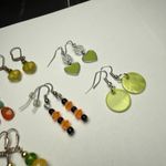 Bead Dangle Drop Pierced Earrings Lot Of 5 Beaded Green Orange Yellow Etc Photo 8