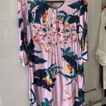 Fig & Flower Gorgeous Lavender Tropic Floral Tunic w Pockets 1/2 Button down Sm Purple Photo 0