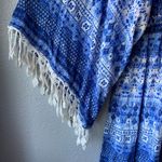 Bebop blue tunic top sz L Bell sleeves fringe Photo 6