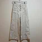 Evereve Joelle Linen Blend Cropped Wide Leg Cream Pants Button Fly Size 25 Photo 5