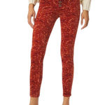 Anthropologie Pilcro High Rise Button Fly Skinny Corduroy Pants Orange Motif 26 Photo 0