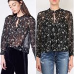 Veronica Beard Walker Black Floral Silk Peasant Blouse Size 0 Photo 1