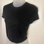 Forever 21 Black Ribbed Cropped Short Sleeve Top Size Medium Photo 2