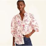 NWT J Crew Floral Puff Sleeve Button Up Shirt Classic Fit Preppy Pink size 20 Photo 1