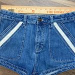 Free People Women’s Sweet Surrender High Waisted Crochet Pocket Denim Shorts Photo 5