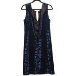T Tahari Womens Bodycon Dress Blue Burnout Cut Out Velour Sleeveless Sexy Zip M Photo 5
