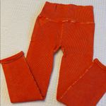 Free People NEW! Movement HAPPINESS RUNS Ribbed Bright Orange Leggings M/L Photo 2