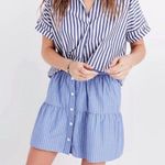 Madewell  Bistro Stripe Mini Cotton Placket Button Front Mini Skirt Small blue Photo 0