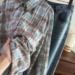 Urban Outfitters Brown and light blue washed detail checked oversized shirt Photo 4