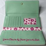 Disney ‎ Loungefly Stitch & Angel Long Wallet Floral Mint Green Snap Closure Photo 2