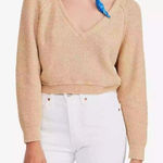 Free People  High Low V-Neck Cropped Sweater  Cream Size S Photo 0