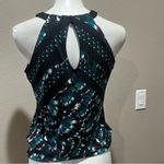 White House | Black Market  blue and black sleeveless blouse Photo 4