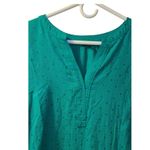Talbots Women's Green Blue Sparkle Dot Print Long Sleeve V Neck Blouse Top Sz M Photo 4