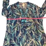 La Blanca Cover Up Tunic Dress Blue Green Palm Leaf Print Womens Medium Photo 5