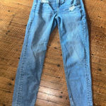 American Eagle light wash destroyed relaxed mom jeans Photo 0