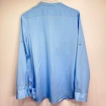 Calvin Klein Light Blue Shimmer Long Sleeve Button Front Blouse Size Medium Photo 5