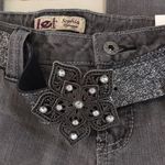 L.E.I . Denim Jeans Grey Wash Juniors 14 Low Rise Hiphugger Bootcut Stretch Belt Photo 3