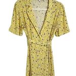 Favorite Daughter Long Button Down Mini Dress Yellow Floral Motif Small Photo 0