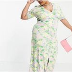 Asos Curve Button Through Dress in Pastel Floral Green Size 16 Photo 1
