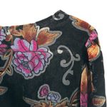W5 Women's Sz L Floral Flare Sleeve Velvet Velour Semi Sheer Blouse Boho Hippy Photo 7