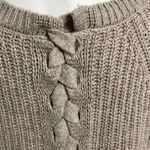 Aerie  Oatmeal Chunky Knit Sweater Braided Back Round Neck Woman's Size S Photo 3