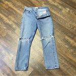 AGOLDE Jeans Riley High Rise Straight Crop Womens 27 Blue Button Fly Distressed Photo 1