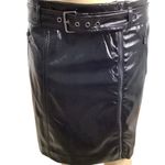 Karl Lagerfeld  Black Faux Leather Belted Mini Skirt Black SZ-12 New With Tags Photo 0