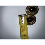 Vintage‎ Gold tone Black Cabochon Oval Clip on Earrings Photo 2