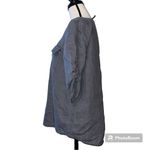 Ellen Tracy  size medium 100% linen hi low blouse grey with gold zipper roll tabs Photo 2