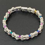 Rainbow Stainless Steel Bling Mini Motorcycle Bike Chain Bracelet 28.7g Photo 9
