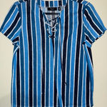 Rafaella 🎄Ella  Blue and White Striped Top Photo 0