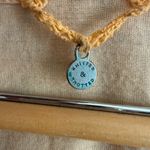 KNITTED AND KNOTTED Peach Open Weave Alpaca Blend Layered V Neck Sweater Medium Orange Photo 4