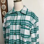 Joie Thick Flannel White Green Plaid Shirt Jacket Medium Photo 2