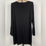 Maven West Maven West Black Lace-Up Neckline Long Bell Sleeve Mini Shift Dress Photo 4