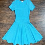 Shoshanna  • Jonetta Knit Dress fit & flare turquoise scallop hem scoop neck Photo 0