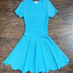 Shoshanna • Jonetta Knit Dress fit & flare turquoise scallop hem scoop neck Photo 0