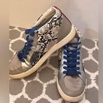 Circus by Sam Edelman Blue and Silver Snake Print Sneakers 6 metallic skin Photo 0