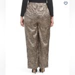 Oppa! Plus Straight Fit Animal Print Satin Pants Gold Leopard 1X NWT Photo 1