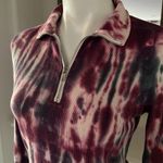 Chaser  Tie Dye Sweatshirt Quarter Zip Burgundy Cream Pink Top Size XS Photo 8