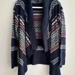 Romeo + Juliet Couture Nordic Print Sweater Cardigan, Navy Blue/White/Orange, M Photo 1
